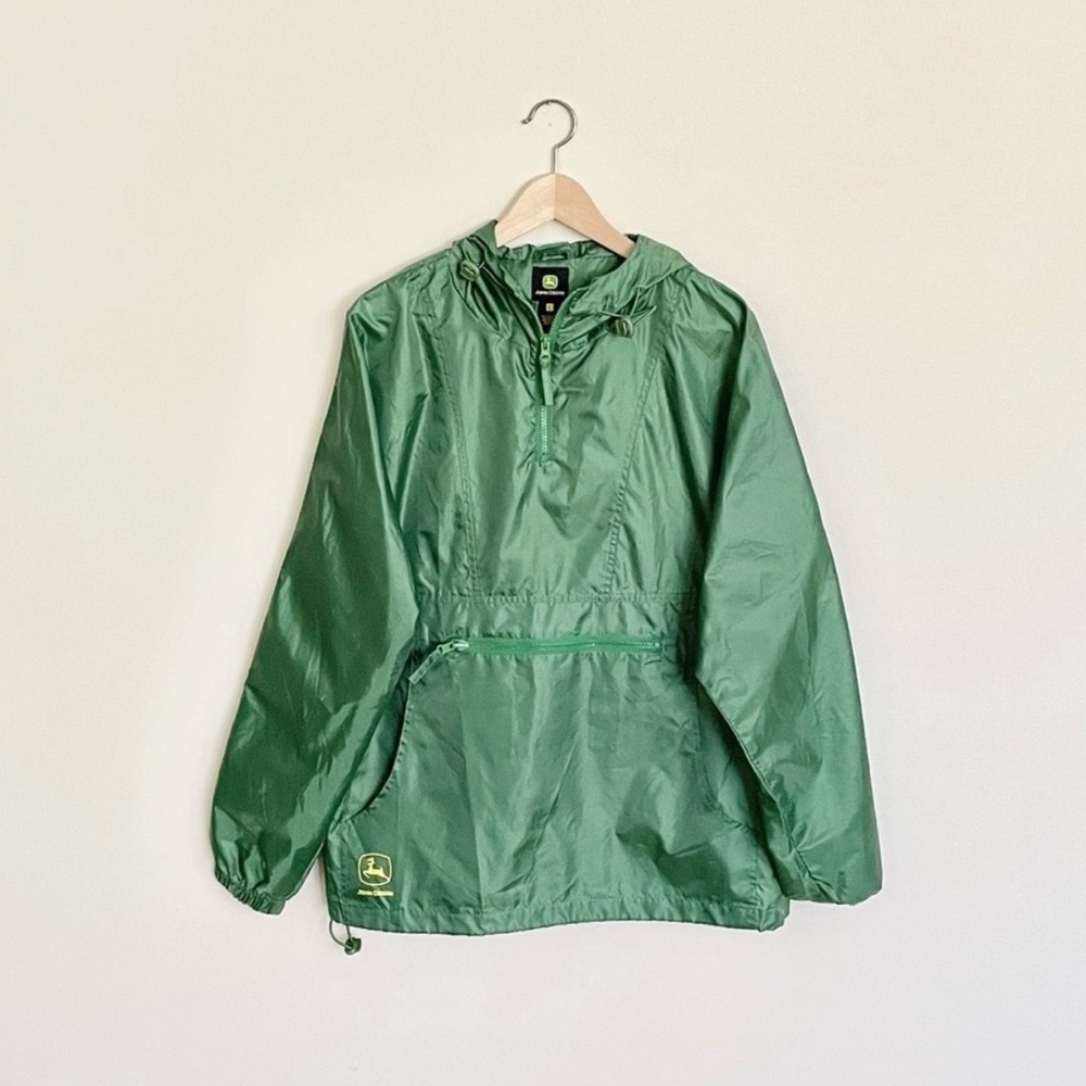 John Deere Green Windbreaker Rain Pullover Jacket Men’s size Large